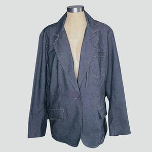 Liz Claiborne Woman Denim Jacket Sz 2X Blue Pockets Stretch